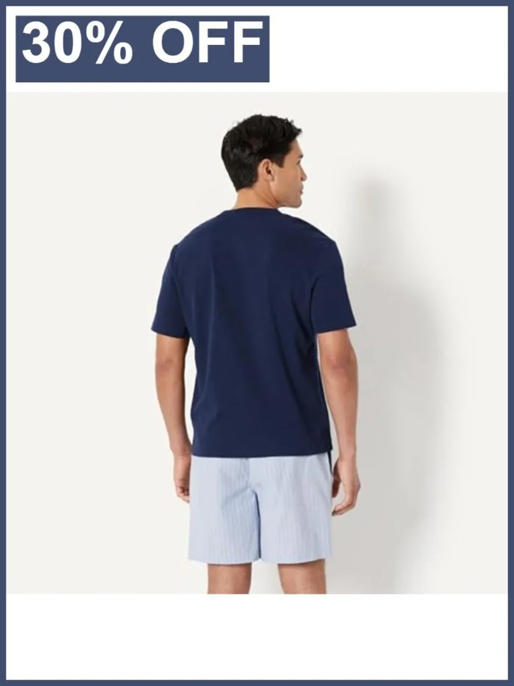 Men's Cotton Poplin Pajama Short Set with T-Shirt, Breathable Loungewear